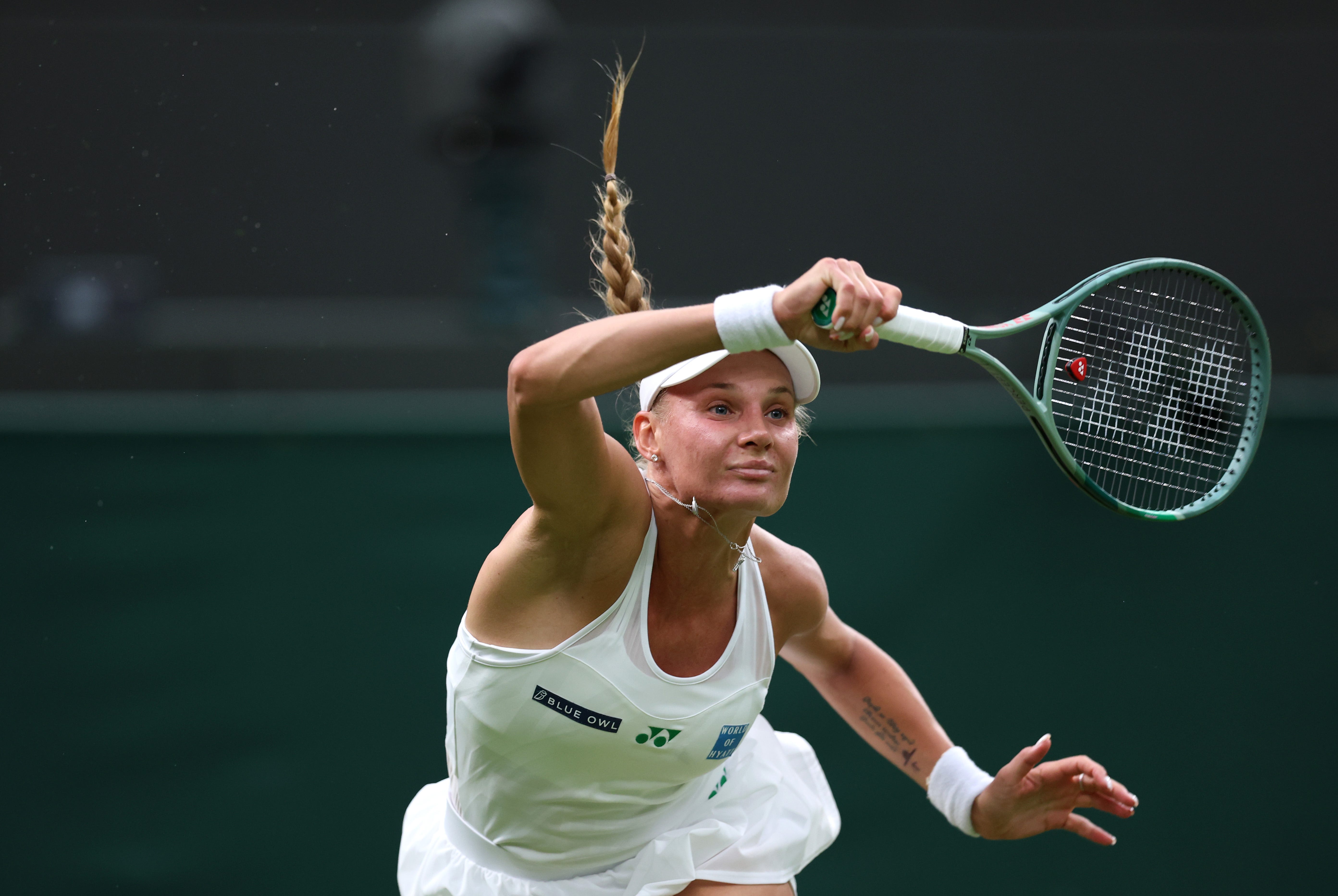Dayana Yastremska of Ukraine plays a forehand against Coco Gauff of United States.