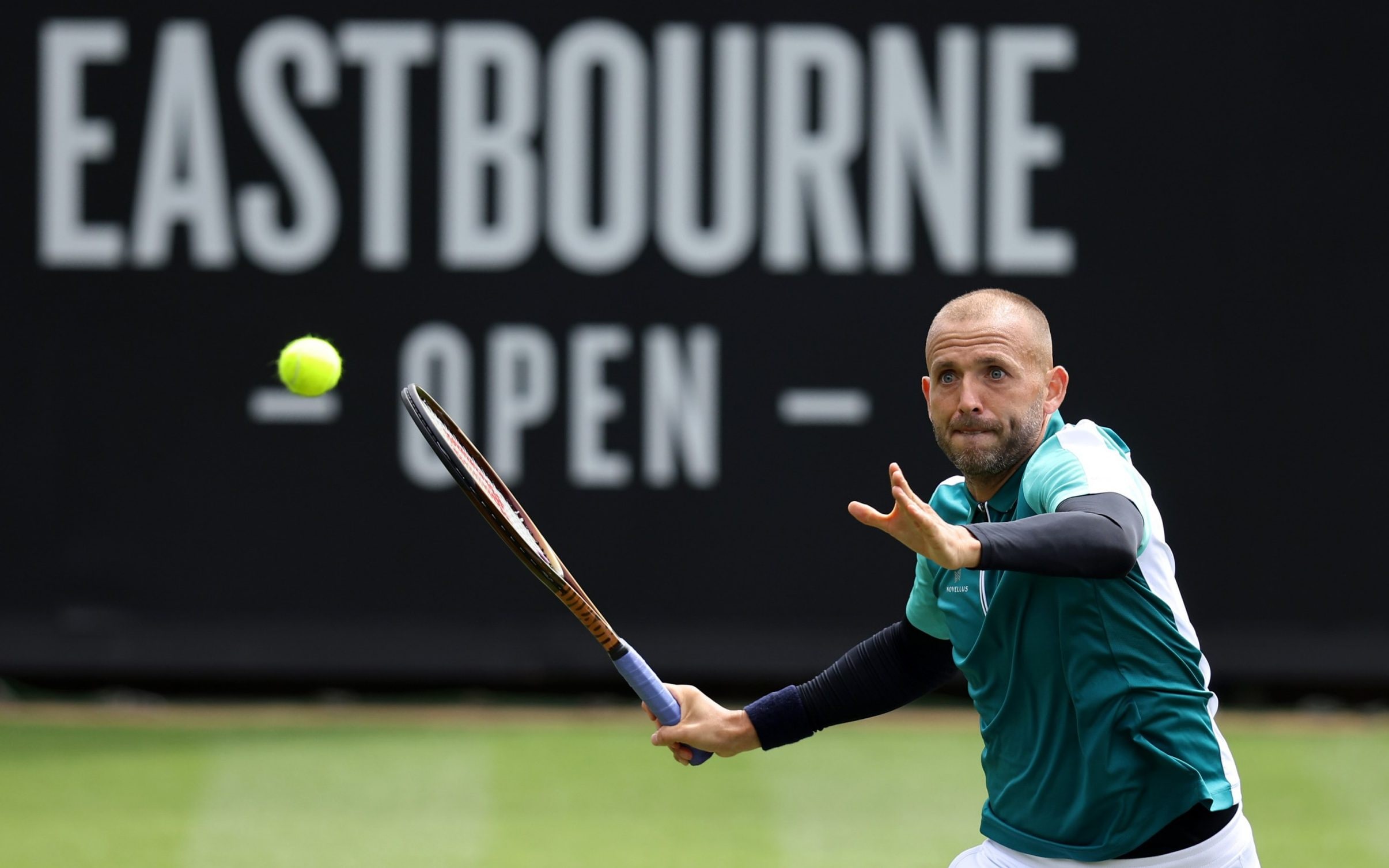 Dan Evans in action at the Lexus Eastbourne Open