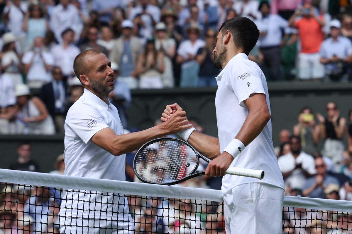 Novak Djokovic celebrated a routine win over Dan Evans (AFP via Getty Images)