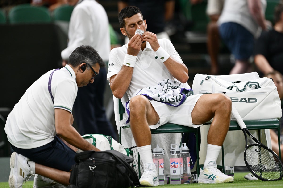 Novak Djokovic was grateful for his 'miracle pills' during his win over Alexandre Muller at Wimbledon (Getty)