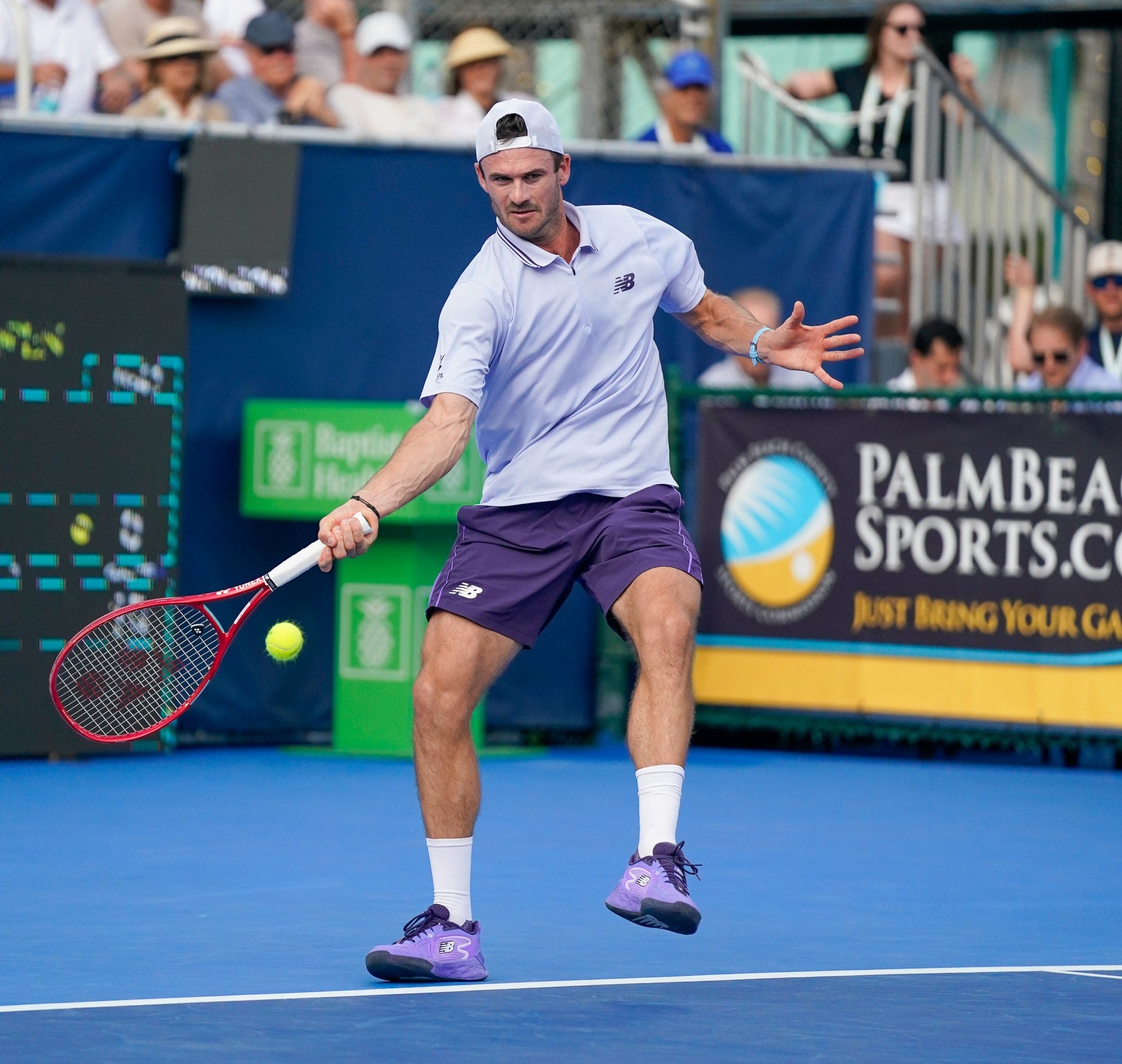 Tommy Paul returns a volley against Sebastian Korda during the finals of the Delray Beach Open. Korda won the tournament 6-4, 6-3 at the Delray Beach Stadium and Tennis Center on Sunday, Feb. 22, 2026.