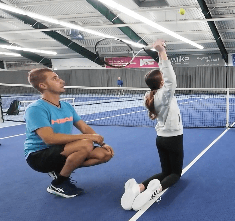 Kneeling prevents the body from adjusting, making the toss elementary.