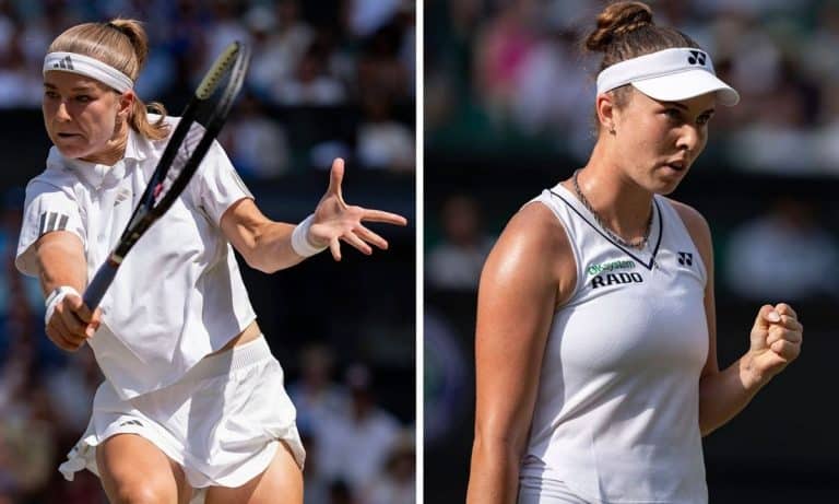 Karolina Muchova e Linda Noskova em Wimbledon 2026