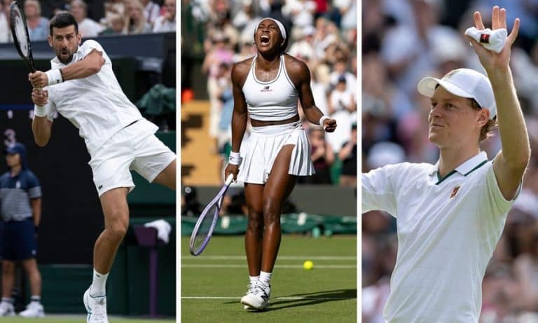 Novak Djokovic, Coco Gauff e Jannik Sinner em Wimbledon 2026