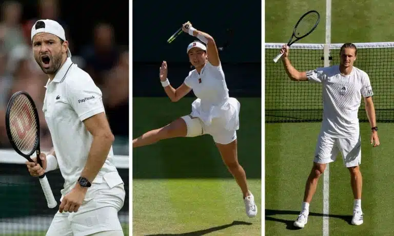 Grigor Dimitrov, Alexandra Eala e Alexander Zverev em Wimbledon