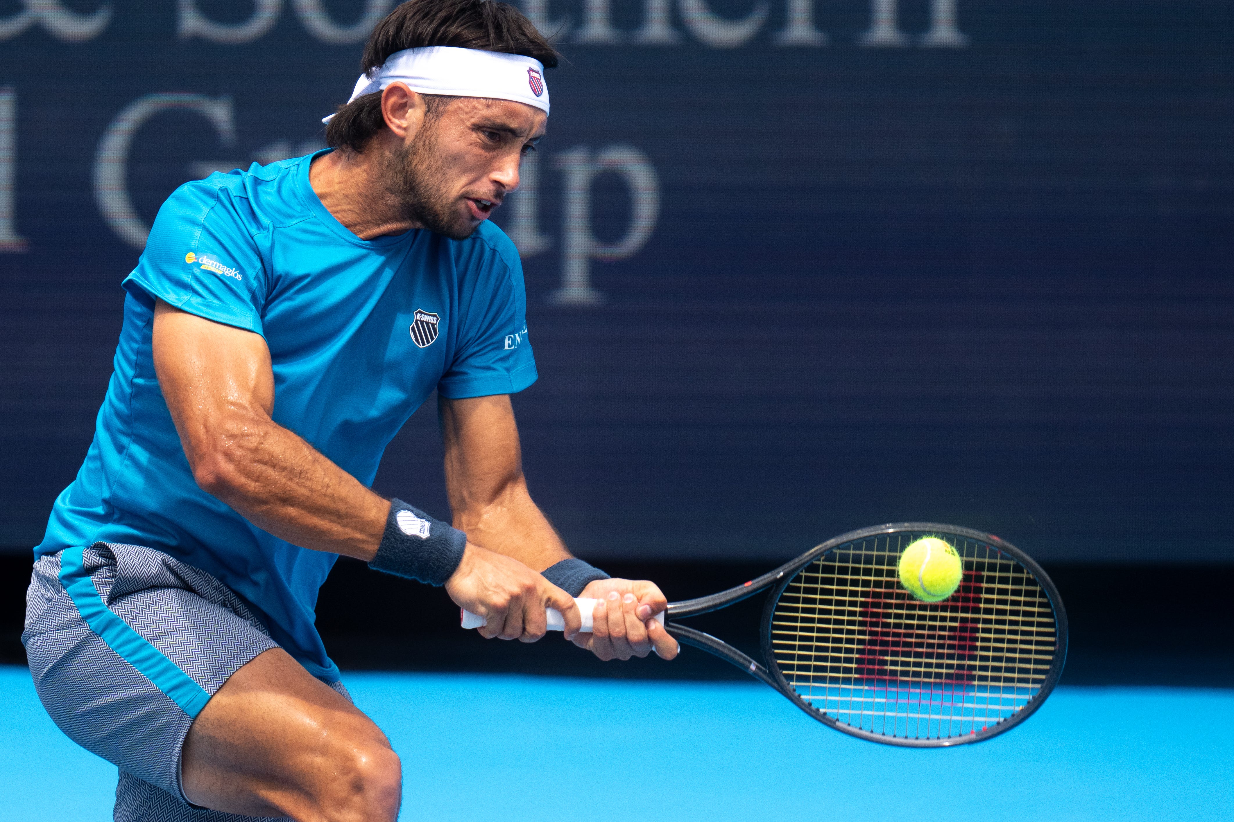 Thiago Agustin Tirante, of Argentina, returns to Novak Djokovic, of Serbia, at the Cincinnati Open at the Lindner Family Tennis Center in Mason, Ohio, on Saturday, August 15, 2026.