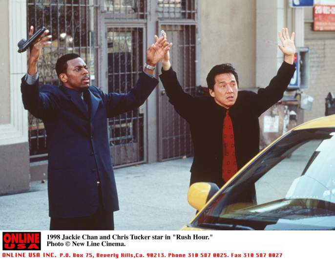 1998 Chris Tucker and Jackie Chan star in the movie 'Rush Hour.'