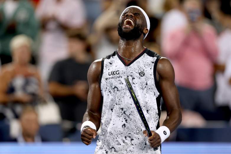 Frances Tiafoe of the United States celebrates his win against Brandon Nakashima at the 2026 Cincinnati Open.