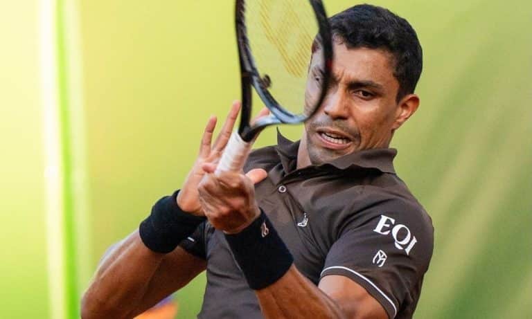 Thiago Monteiro em partida de ATP Challenger, tĂȘnis