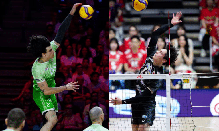 Nik Mujanovic e Takahashi Ran. Eles vão jogar nas quartas de final da VNL Masculina 2026 - Eslovênia, Turquia, China e Japão