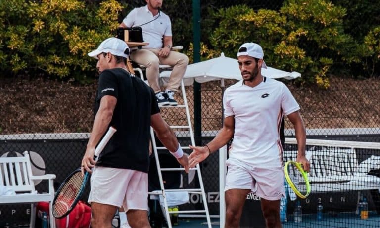Fernando Romboli e Daniel Cukierman em partida de duplas, ATP Challenger