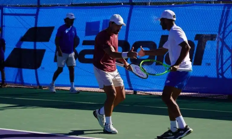 Fernando Romboli e Daniel Cukierman em partida do ATP Challenger