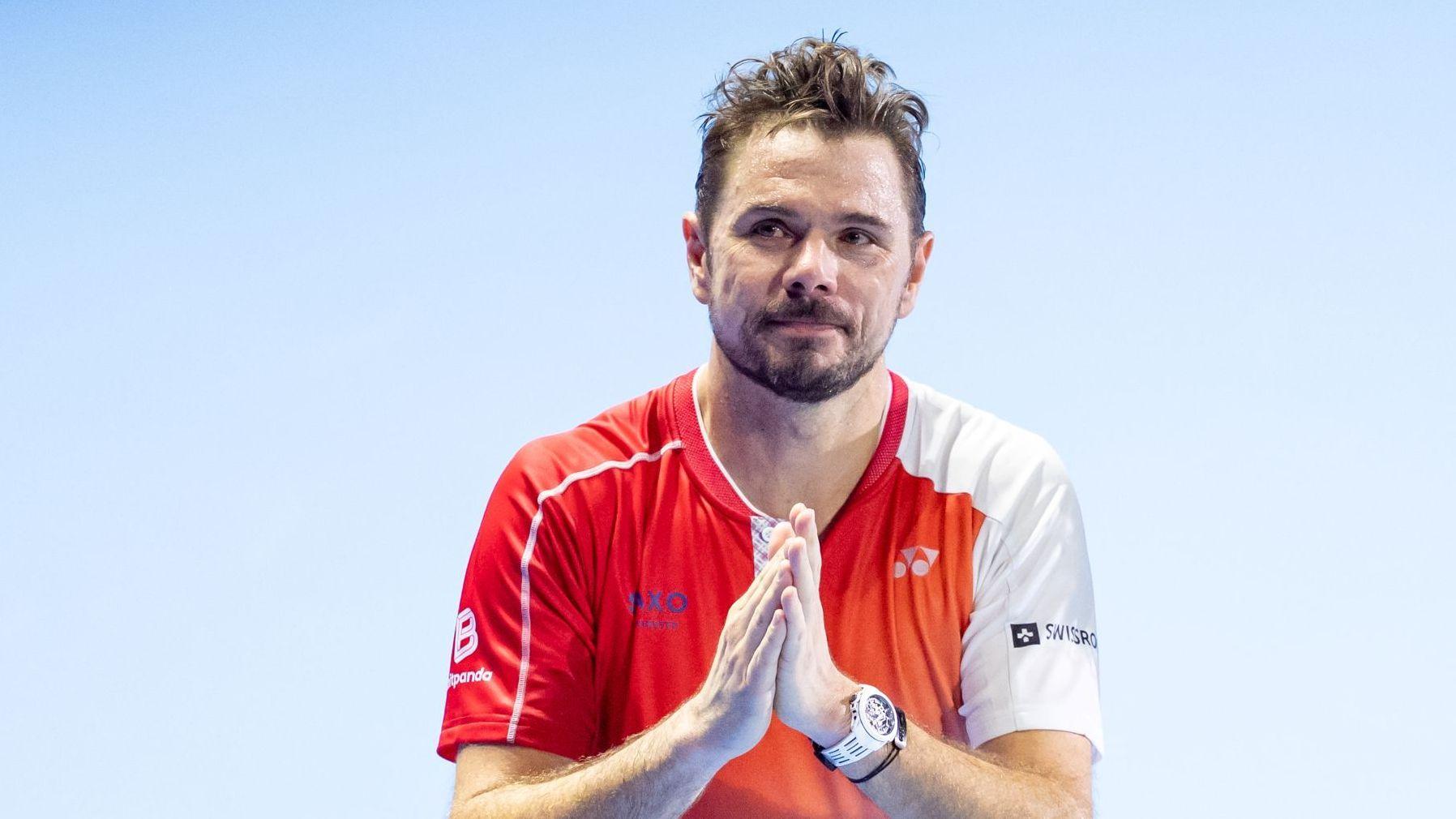 Stan Wawrinka thanks fans at the Swiss Indoors in Basel for their support