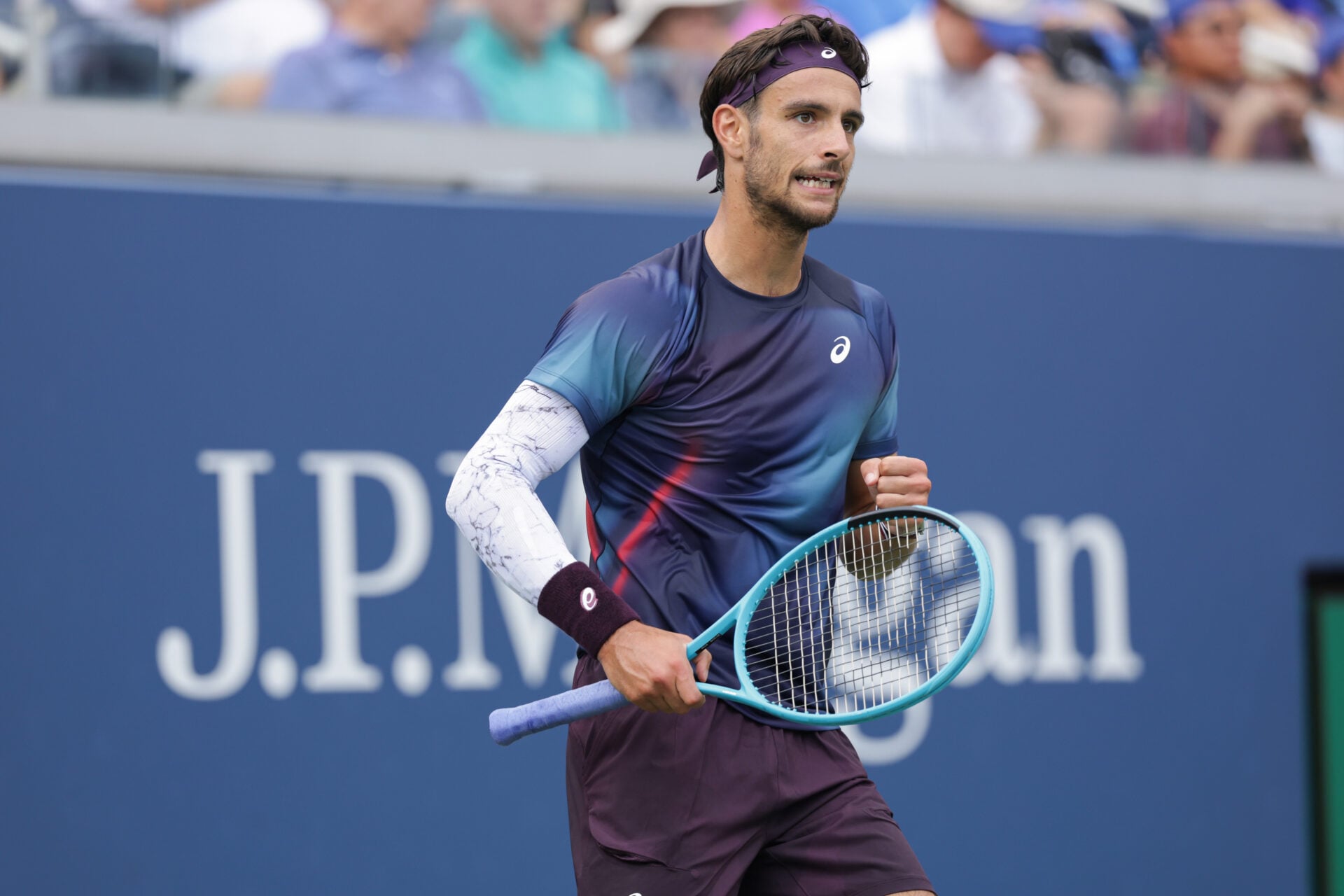 Lorenzo Musetti reacts during his match at the 2026 US Open.