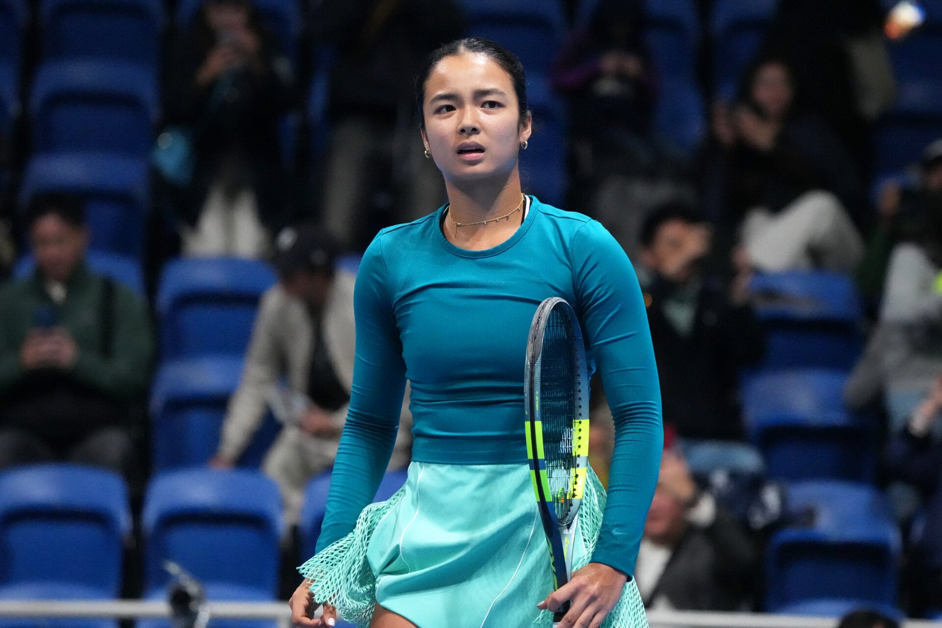 Alex Eala looks on during her match at the 2026 Tokyo Open.
