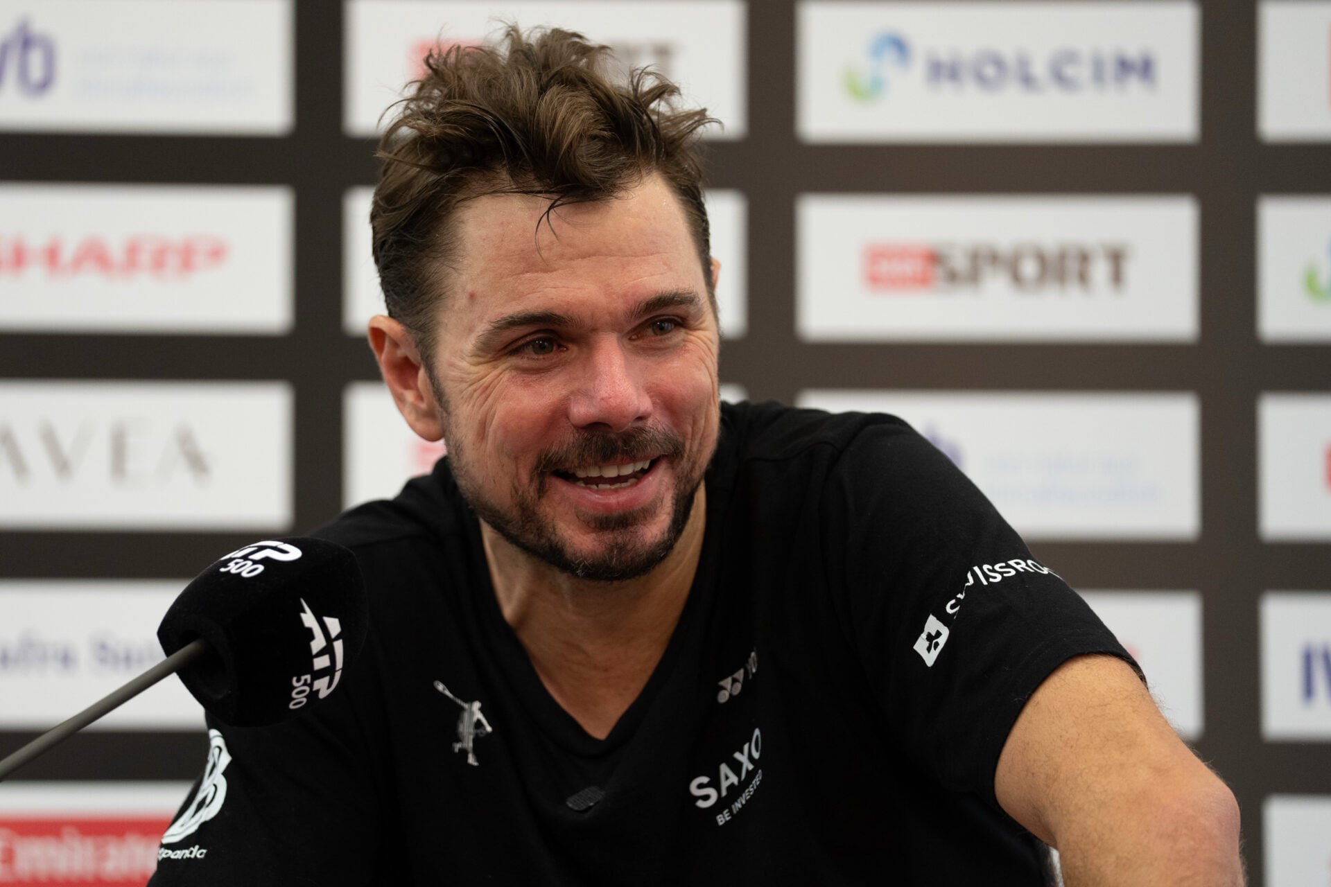 Stan Wawrinka of Switzerland during the press conference after the Swiss Indoors Basel Day 4 at St. Jakobshalle on October 27, 2026 in Basel, Switzerland.